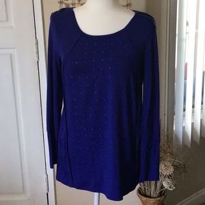Piccadilly ladies royal blue with rhinestones tunic top. NWT SZ M